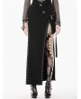 Dark in love Black Sexy Gothic Punk Buckle Strap High-Slit Long Skirt