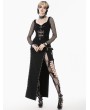 Dark in love Black Sexy Gothic Punk Buckle Strap High-Slit Long Skirt