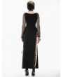 Dark in love Black Sexy Gothic Punk Buckle Strap High-Slit Long Skirt