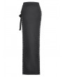 Dark in love Black Sexy Gothic Punk Buckle Strap High-Slit Long Skirt