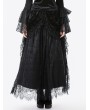 Dark in love Black Gothic Court Floral Tassel Lace Velvet Maxi Skirt