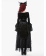 Dark in love Black Gothic Court Floral Tassel Lace Velvet Maxi Skirt