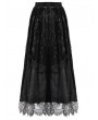 Dark in love Black Gothic Court Floral Tassel Lace Velvet Maxi Skirt