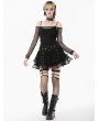 Dark in love Black Gothic Punk Eyelet Strap Lace Mini Skirt