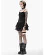 Dark in love Black Gothic Punk Eyelet Strap Lace Mini Skirt