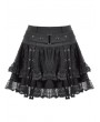 Dark in love Black Gothic Punk Eyelet Strap Lace Mini Skirt