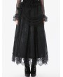 Dark in love Black Gothic Retro Lace Floral Pleated Tulle Maxi Skirt