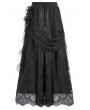 Dark in love Black Gothic Retro Lace Floral Pleated Tulle Maxi Skirt