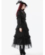 Dark in love Black Vintage Gothic Embroidered Layered High-Waist Long Skirt