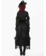 Dark in love Black Vintage Gothic Embroidered Layered High-Waist Long Skirt