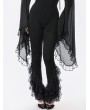 Dark in love Black Gothic Multi-Layer Lace Trim Flared Leggings for Women