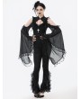Dark in love Black Gothic Multi-Layer Lace Trim Flared Leggings for Women