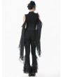 Dark in love Black Gothic Multi-Layer Lace Trim Flared Leggings for Women