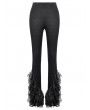 Dark in love Black Gothic Multi-Layer Lace Trim Flared Leggings for Women