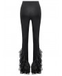 Dark in love Black Gothic Multi-Layer Lace Trim Flared Leggings for Women