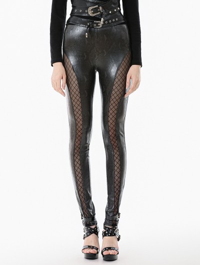 Dark in love Black Gothic Snakeskin Cut-Out Leggings for Women