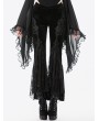 Dark in love Black Retro Gothic Lace Applique Velvet Flared Pants for Women