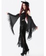 Dark in love Black Retro Gothic Lace Applique Velvet Flared Pants for Women