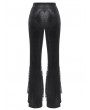Dark in love Black Retro Gothic Lace Applique Velvet Flared Pants for Women