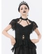 Dark in love Black Gothic Hollow Out Floral Lace Top for Women