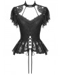 Dark in love Black Gothic Hollow Out Floral Lace Top for Women