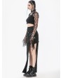 Dark in love Black Gothic Punk Irregular Distressed Crop Top for Women