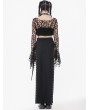 Dark in love Black Gothic Punk Irregular Distressed Crop Top for Women