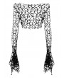 Dark in love Black Gothic Punk Irregular Distressed Crop Top for Women