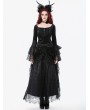 Dark in love Black Gothic Retro Flared Sleeve Velvet Top for Women