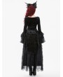 Dark in love Black Gothic Retro Flared Sleeve Velvet Top for Women