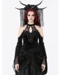 Dark in love Black Gothic Retro Lace Applique Off-Shoulder Velvet Top for Women
