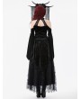 Dark in love Black Gothic Retro Lace Applique Off-Shoulder Velvet Top for Women