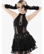 Dark in love Black Gothic Punk Mesh Halter Sleeveless Top for Women