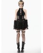 Dark in love Black Gothic Punk Mesh Halter Sleeveless Top for Women
