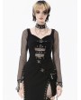 Dark in love Black Gothic Punk Mesh Panel Long Sleeve T-Shirt for Women