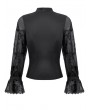 Dark in love Black Gothic Butterfly Patterned Mesh Long Sleeve Top for Women