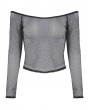 Dark in love Black Gothic Versatile Off-the-Shoulder Mesh Top for Women