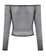 Dark in love Black Gothic Versatile Off-the-Shoulder Mesh Top for Women