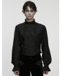 Punk Rave Black Vintage Gothic Embroidery Pattern Shirt for Men