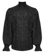 Punk Rave Black Vintage Gothic Embroidery Pattern Shirt for Men