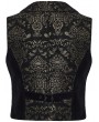 Punk Rave Black and Gold Gothic Medieval Pattern Lapel Vest for Men