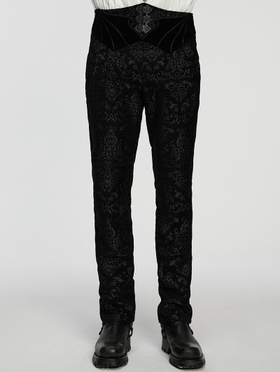 Punk Rave Black Retro Gothic Jacquard Embroidered Party Pants for Men