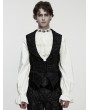 Punk Rave Black Gothic Medieval Pattern Lapel Vest for Men