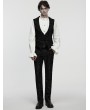 Punk Rave Black Gothic Medieval Pattern Lapel Vest for Men