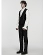 Punk Rave Black Gothic Medieval Pattern Lapel Vest for Men