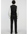 Punk Rave Black Gothic Medieval Pattern Lapel Vest for Men