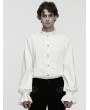Punk Rave White Gothic 3D Pleated Lace Embroidered Shirt for Men