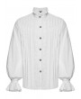 Punk Rave White Gothic 3D Pleated Lace Embroidered Shirt for Men