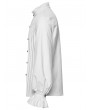 Punk Rave White Gothic 3D Pleated Lace Embroidered Shirt for Men