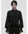 Punk Rave Black Gothic 3D Pleated Lace Embroidered Shirt for Men